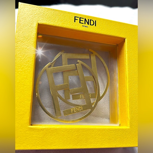Authentic FENDI F is Fendi Large Hoop Earrings - Picture 5 of 13